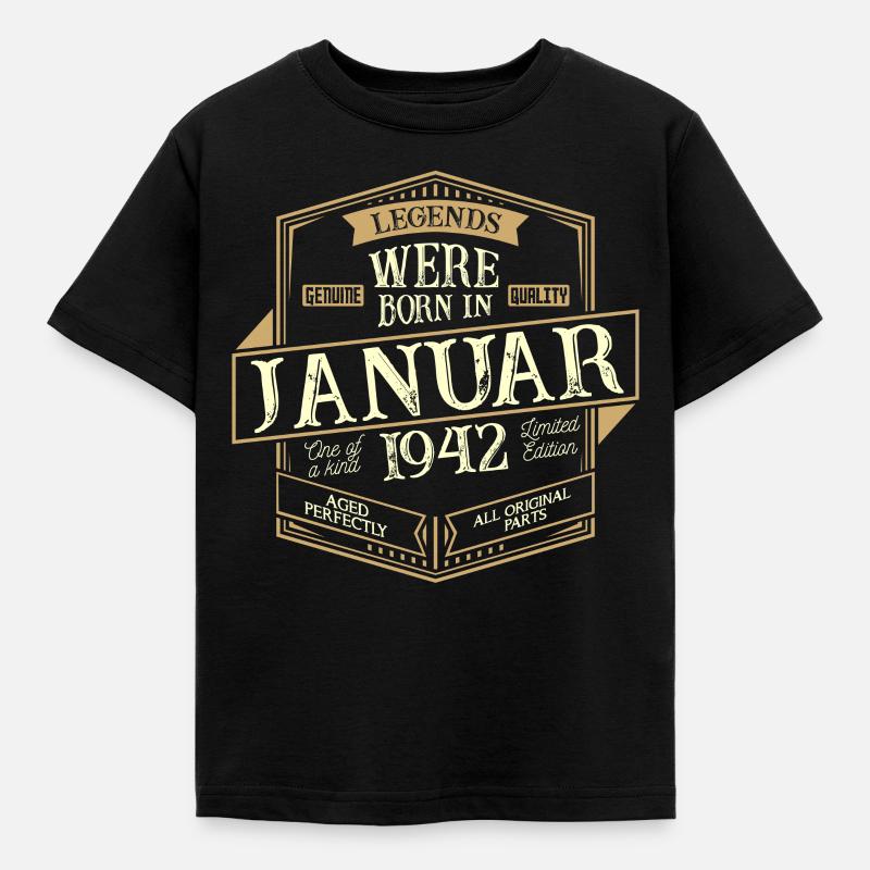 Januar 1942 Geburtstag Mann - Kinder T-Shirt - Schwarz