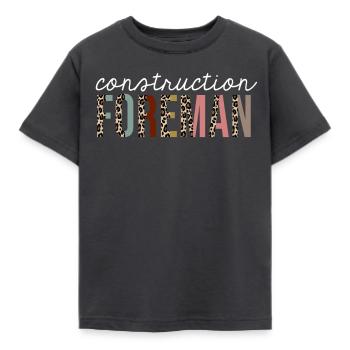 Cadeau drôle d'impression de léopard de contremaître de construction - T-shirt Enfant - charbon - Devant - AI Model Kid Female (0cm)