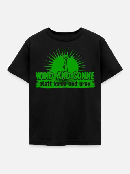 Klimawandel WIndkraft Klimaschutz - Kinder T-Shirt - Schwarz