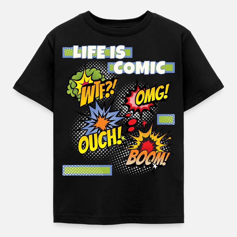 Comic, comic strips, funny saying comic style - Kids' T-Shirt - black