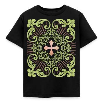 Jesus-Kreuz, Jesus Christus Kreuz, Vintage-Kreuz - Kinder T-Shirt - Schwarz - Vorne - AI Model Kid Female (0cm)