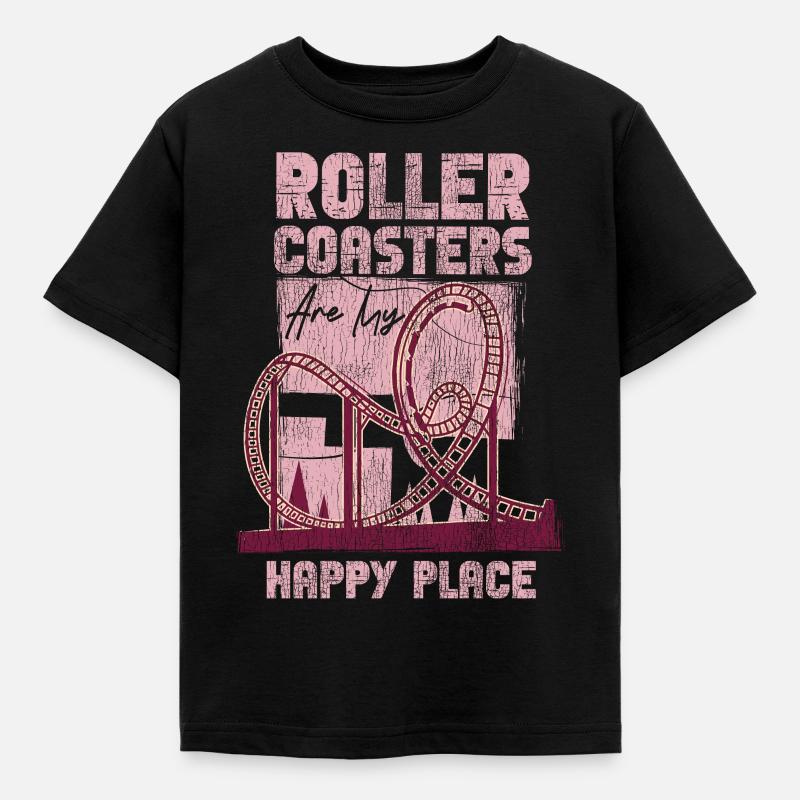 Roller Coaster Vintage Roller - Kids' T-Shirt - black