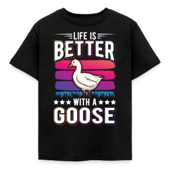 Life is better with a Goose Goose Breeder Goose - Kids' T-Shirt - black - Front - AI Model Kid Female (0cm)
