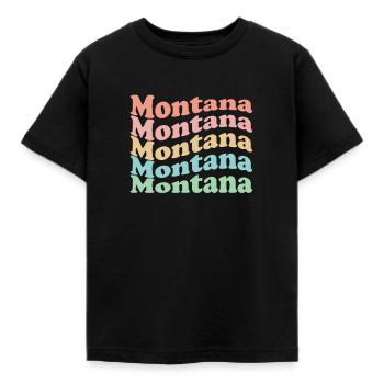 Vintage 70s Hippie USA État - Retro Montana - T-shirt Enfant - noir - Devant - AI Model Kid Female (0cm)