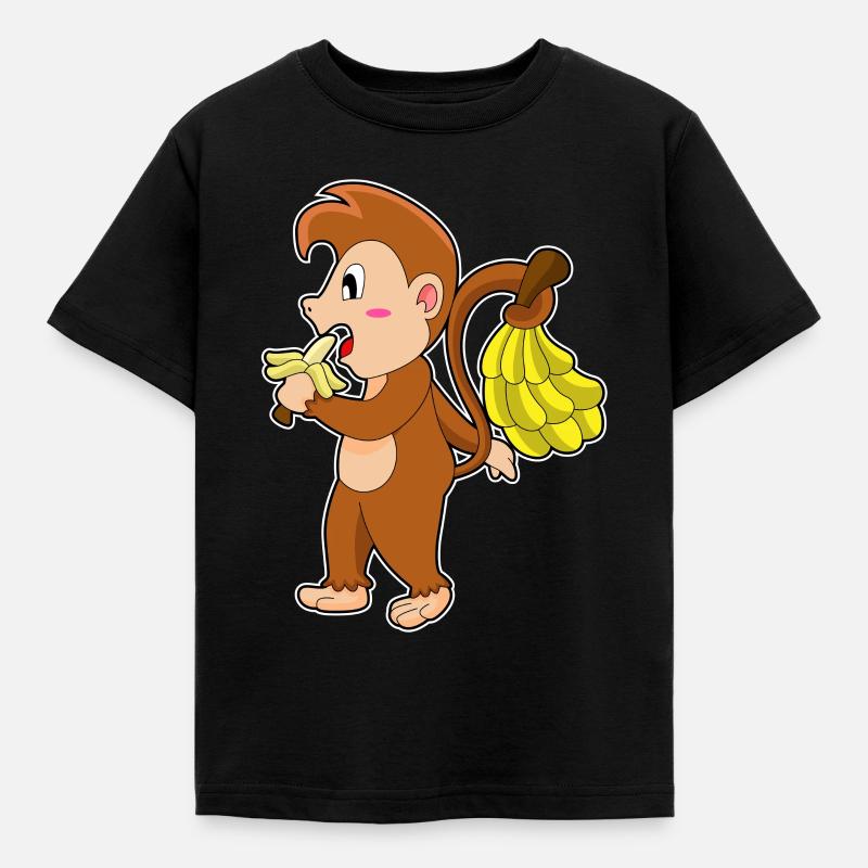 Affe mit Bananen - Kinder T-Shirt - Schwarz