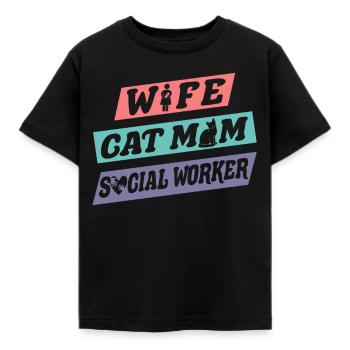 Mois du travail social à l’école Femme Chat - T-shirt Enfant - noir - Devant - AI Model Kid Female (0cm)