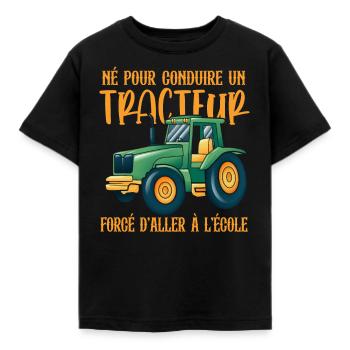 Tracteur Humour Agriculteur Né Pour Conduire - T-shirt Enfant - noir - Devant - AI Model Kid Female (0cm)