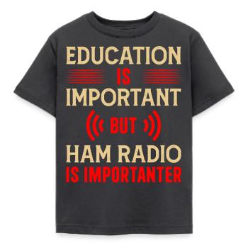 Ham Radio is importanter - Kinder T-Shirt - Dunkelgrau - Vorne - AI Model Kid Female (0cm)