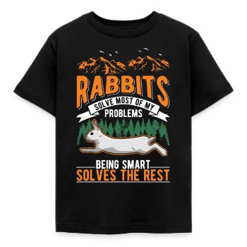Rabbit Rabbit Rabbit Rabbit - Kids' T-Shirt - black - Front - AI Model Kid Female (0cm)