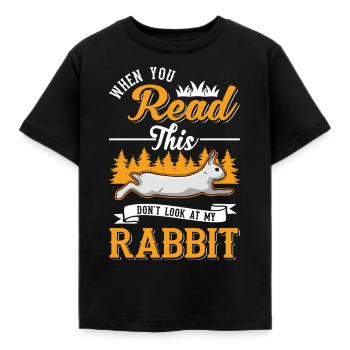 Rabbit Rabbit Rabbit Rabbit - Kids' T-Shirt - black - Front - AI Model Kid Female (0cm)