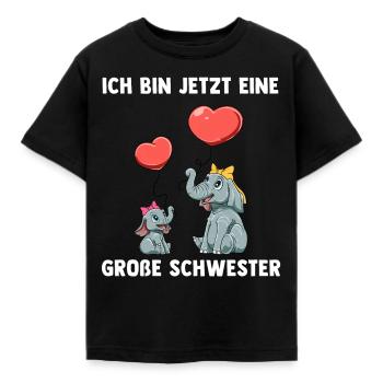 Elefanten Große Schwester Ich bin jetzt ein Große - Kinder T-Shirt - Schwarz - Vorne - AI Model Kid Female (0cm)