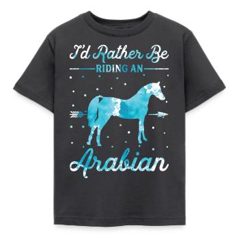 Monter un cheval arabe - T-shirt Enfant - charbon - Devant - AI Model Kid Female (0cm)