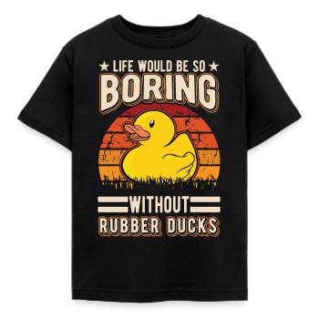 Canard en caoutchouc Cadeau Canard Grinçant Canard Bain Canard - T-shirt Enfant - noir - Devant - AI Model Kid Female (0cm)