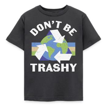 Sei nicht trashig recyceln - Kinder T-Shirt - Dunkelgrau - Vorne - AI Model Kid Female (0cm)