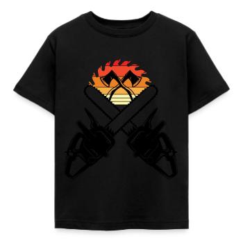 Chainsaw Axe Forester Lumberjack Saw Chain - Kids' T-Shirt - black - Front - AI Model Kid Female (0cm)