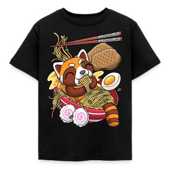 Kawaii Roter Panda Bär Ramen Nudeln Japanisches - Kinder T-Shirt - Schwarz - Vorne - AI Model Kid Female (0cm)