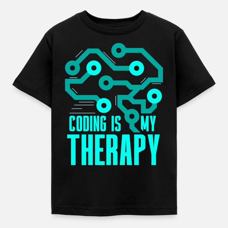 Programmieren Ist Meine Therapie Coding Code Coder - Kinder T-Shirt - Schwarz