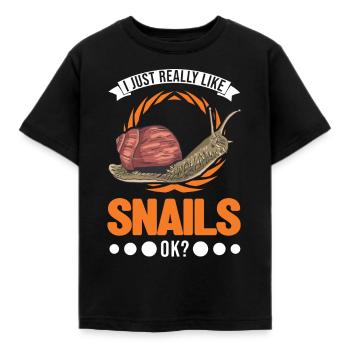 J’aime vraiment Snails ok Snail - T-shirt Enfant - noir - Devant - AI Model Kid Female (0cm)