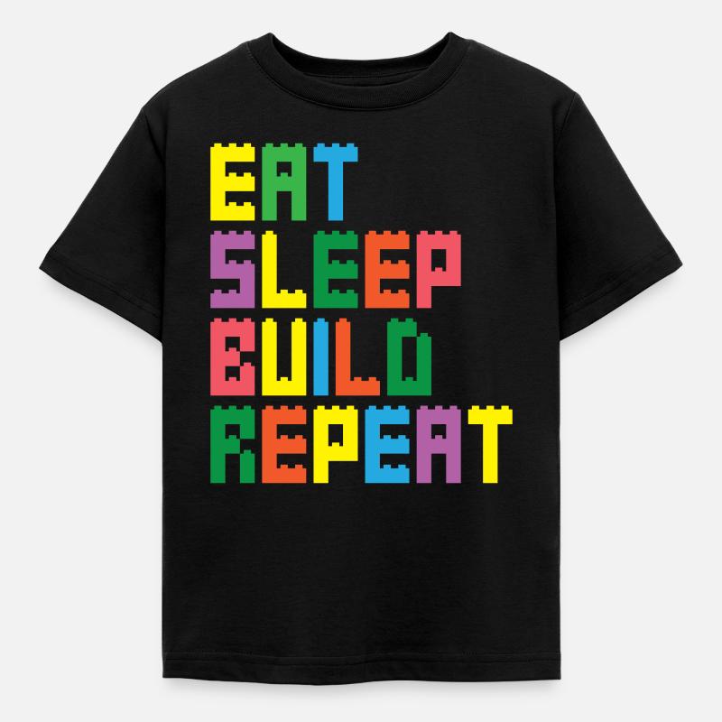Enfants Blocs de construction Briques Jouets Blocs de serrage - T-shirt Enfant - noir