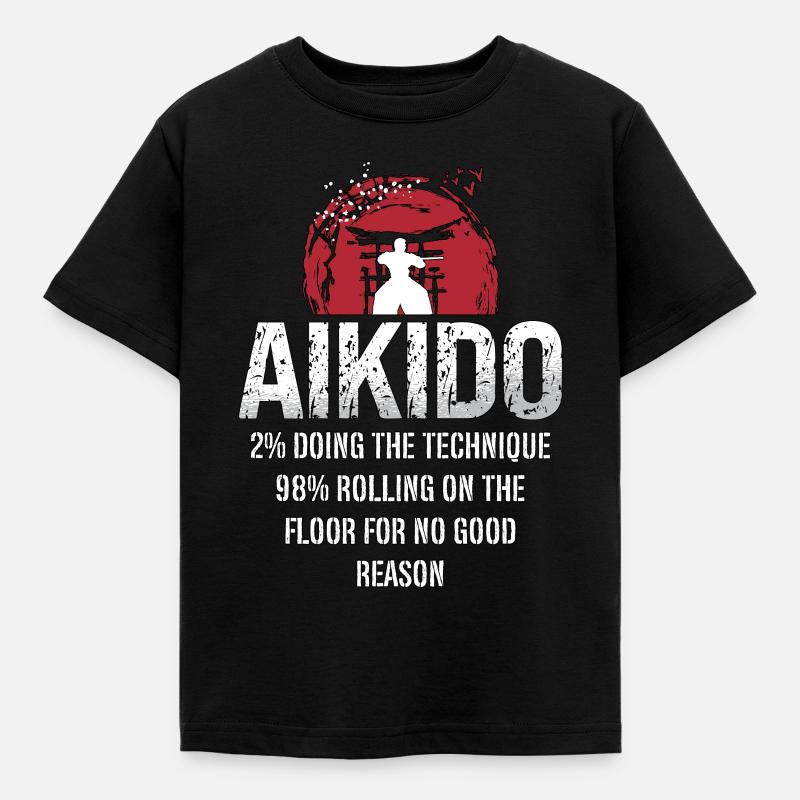 Aïkido 2% Faire la technique 98% Combattant Samouraï - T-shirt Enfant - noir