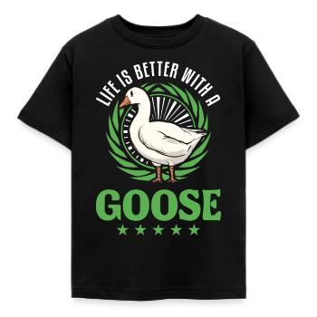 Life is better with a Goose Goose Breeder Goose - Kids' T-Shirt - black - Front - AI Model Kid Female (0cm)