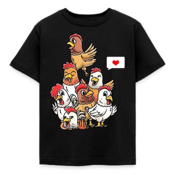 Lustig Huhn Geflügelzüchter Hühner - Kinder T-Shirt - Schwarz - Vorne - AI Model Kid Female (0cm)