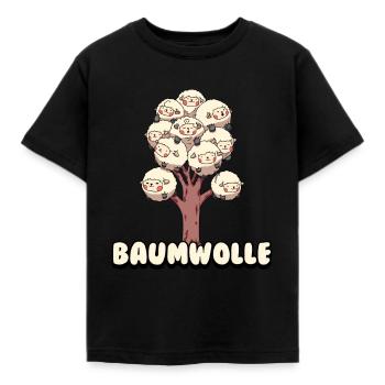 Baumwolle Cotton Tree Animals Fluffy Sheep Earth - Kinder T-Shirt - Schwarz - Vorne - AI Model Kid Female (0cm)