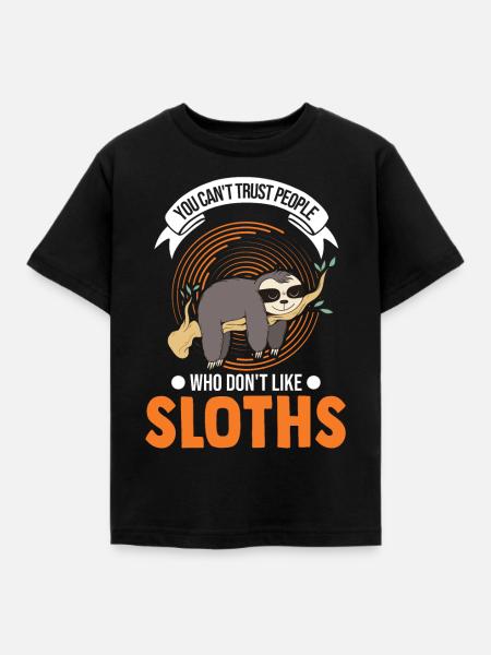 Faultier Liebhaber - Kinder T-Shirt - Schwarz