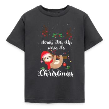 Arbre de Noël Drôle Paresseux Santa Frohe Weihn - T-shirt Enfant - charbon - Devant - AI Model Kid Female (0cm)