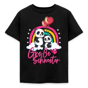 Große Schwester Panda - Kinder T-Shirt - Schwarz - Vorne - AI Model Kid Female (0cm)