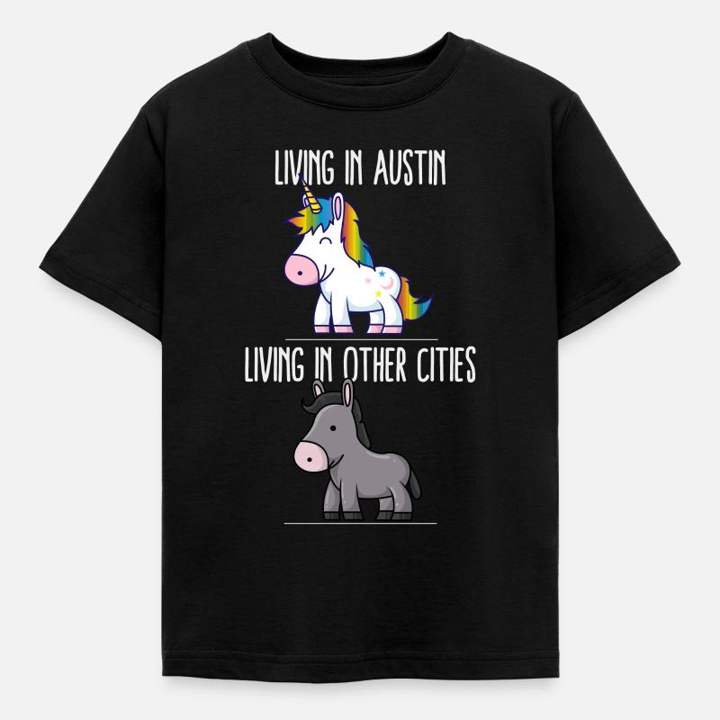 Leben in Austin Pride Texas Einhorn Love - Kinder T-Shirt - Schwarz