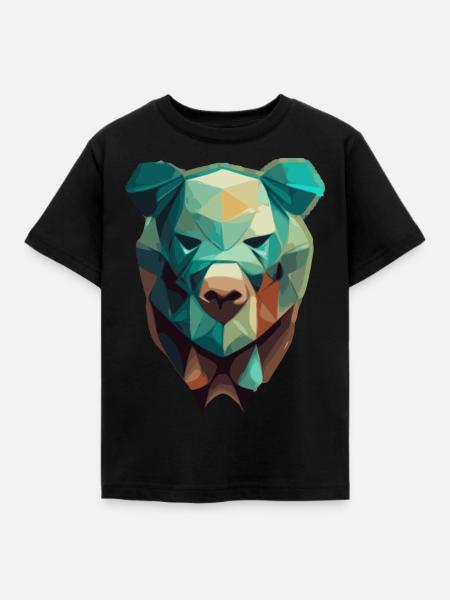Niedliche Bärengesicht Polygon niedrige Polybären - Kinder T-Shirt - Schwarz