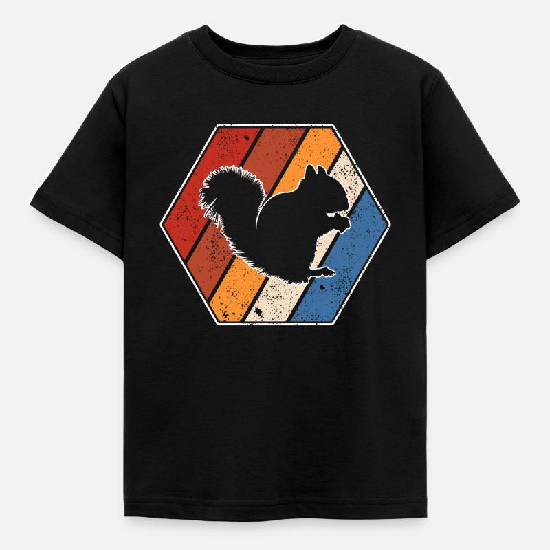 Eichhörnchen Retro - Kinder T-Shirt - Schwarz
