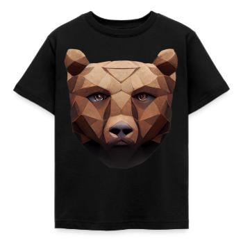 Niedliche Bärenkopf Polygon niedrige Polybären - Kinder T-Shirt - Schwarz - Vorne - AI Model Kid Female (0cm)