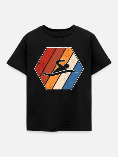 Swimming Retro - Kids' T-Shirt - black