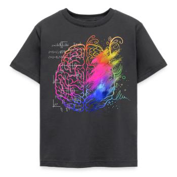 Kunstlehrer Gehirn, Mathelehrer - Kinder T-Shirt - Dunkelgrau - Vorne - AI Model Kid Female (0cm)