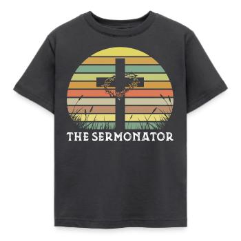 The Sermonator , Funny Preacher Gifts, Pastor, - Kids' T-Shirt - dark grey - Front - AI Model Kid Female (0cm)