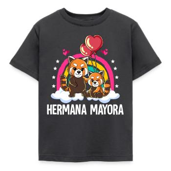 Große Schwester Roter Panda - Kinder T-Shirt - Dunkelgrau - Vorne - AI Model Kid Female (0cm)
