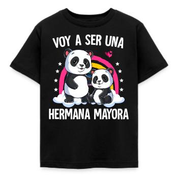 Ich werde große Schwester Panda sein - Kinder T-Shirt - Schwarz - Vorne - AI Model Kid Female (0cm)