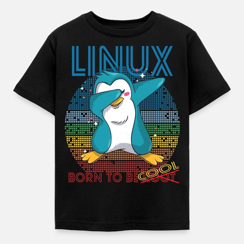Linux Cool Born To Be Root Cute Penguin Geek Admin - T-shirt Enfant - noir