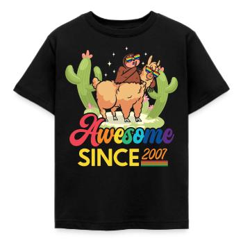 Awesome Since 2007 Geburtsjahr Schaf Jahrestag - Kinder T-Shirt - Schwarz - Vorne - AI Model Kid Female (0cm)