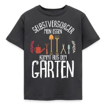 Selbstversorger Mein Essen Kommt Aus Dem Garten - - Kinder T-Shirt - Dunkelgrau - Vorne - AI Model Kid Female (0cm)