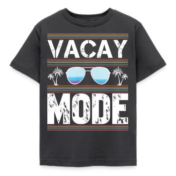 Vacay-Modus-Urlaubs-Road-Trip-Urlaubs-Outfit - Kinder T-Shirt - Dunkelgrau - Vorne - AI Model Kid Female (0cm)