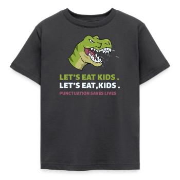 La ponctuation sauve des vies I Drôle de grammaire anglaise - T-shirt Enfant - charbon - Devant - AI Model Kid Female (0cm)