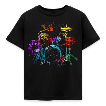 Batterie, batteur - T-shirt Enfant - noir - Devant - AI Model Kid Female (0cm)