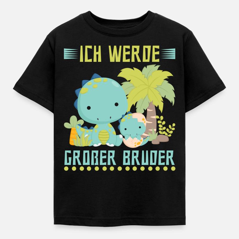Dinosaurier Ich werde Großer Bruder - Kinder T-Shirt - Schwarz