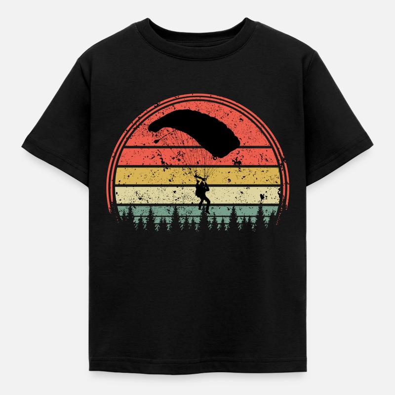 Fallschirm - Kinder T-Shirt - Schwarz