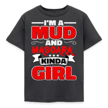 I'm A Mud And Mascara Kinda Girl 5 - Kinder T-Shirt - Dunkelgrau - Vorne - AI Model Kid Female (0cm)