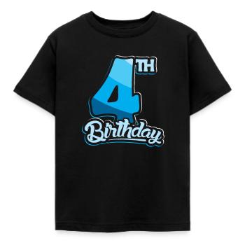 4th Birthday Kids Toodler Four Birthday - Kinder T-Shirt - Schwarz - Vorne - AI Model Kid Female (0cm)