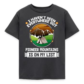 Pioneer Mountains Is On My List Hiking Camping - Kinder T-Shirt - Dunkelgrau - Vorne - AI Model Kid Female (0cm)